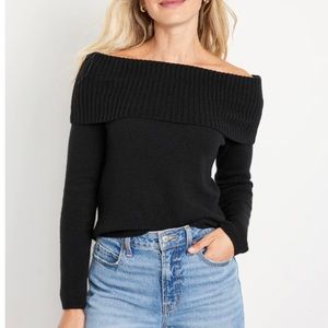Old Navy SoSoft Off-the-Shoulder Sweater petite medium black NWT